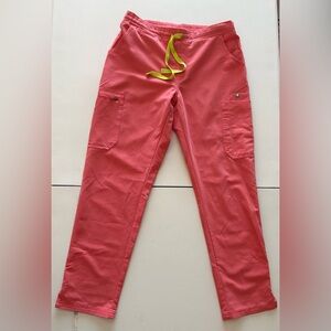 Small Figs Hot Coral High Waisted Yola Skinny Scrub Pants